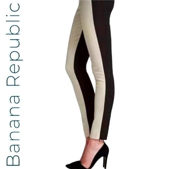 Banana Republic Sloan Fit Y2K Straight Leg Pants Khaki Front & Black Back, sz 4 - Picture 4 of 12